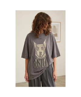 تی شرت باکسی برند H&M طوسی سنگشور